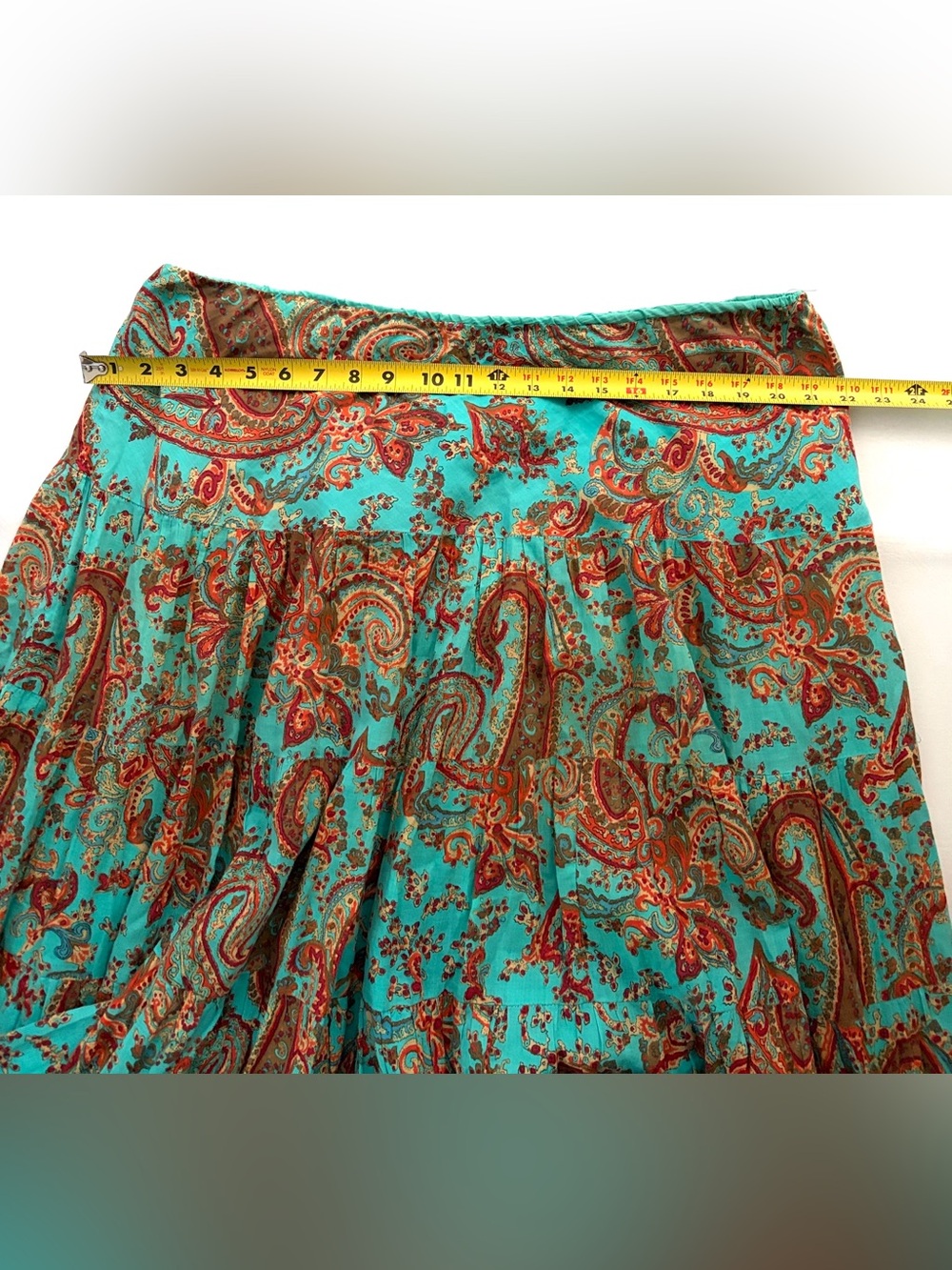 Ralph Lauren Vintage Boho Paisley Print Blue Flowy Low Rise Maxi Skirt Cotton 1X - Picture 15 of 16